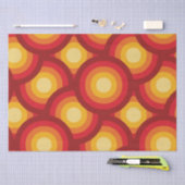 レトロ70s Groovy Circlesパターン 薄葉紙 (クラフト)