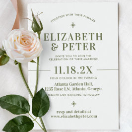 レトロ70s Groovy Green 結婚's 招待状