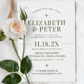 レトロ70s Groovy Green 結婚's 招待状