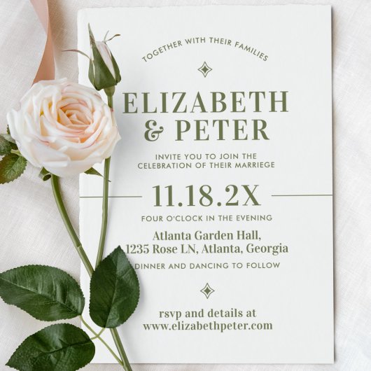 レトロ70s Groovy Green 結婚's 招待状