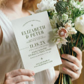 レトロ70s Groovy Green 結婚's 招待状