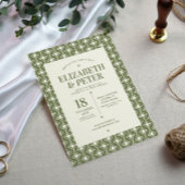 レトロ70s Groovy Green 結婚's 招待状