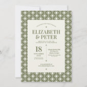 レトロ70s Groovy Green 結婚's 招待状 (正面)