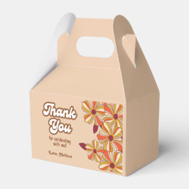 レトロ70s Groovy Hippie Flower Thank You フェイバーボックス