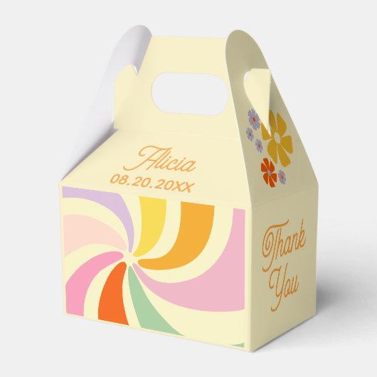 レトロ70s Groovy Waveフラワー誕生日ありがとう フェイバーボックス (裏面サイド)