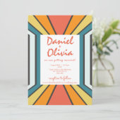 レトロ70s、QR/写真結婚付き 招待状 (スタンド正面)