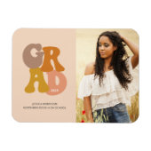 レトロ70s Vibe写真卒業のお知らせ マグネット (横)