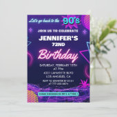 レトロ72回目の誕生日の招待状90年代に戻る 招待状 (スタンド正面)