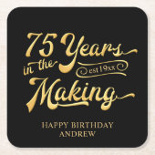 レトロ75誕生日75年メイキングカスタム スクエアペーパーコースター (正面)