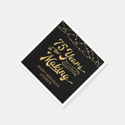 レトロ75誕生日75年メイキング・ライト スタンダードカクテルナプキン (角)