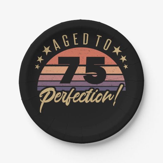 レトロ75th誕生日ユーモア ペーパープレート (正面)