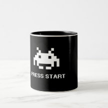 レトロ8ビットアーケードPress+Startゲーマー2トーンマグ