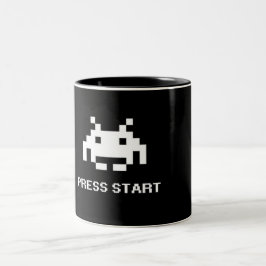 レトロ8ビットアーケードPress+Startゲーマー2トーンマグ ツートーンマグカップ
