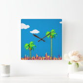 レトロ8ビットビデオゲーインスパイアムウォールクロック スクエア壁時計 (ホーム)