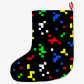 レトロ8ビットビデオゲームのグラフィックパターン ラージクリスマスストッキング (裏面)