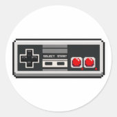 レトロ8ビットピクセルアートゲームコントローラーステッカー ラウンドシール (正面)