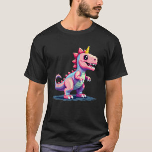 レトロ8ビットピクセルアートヴィンテージゲーマーキュートDinocorn Tシャツ