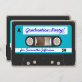 レトロ80のカセットテープ卒業パーティー 招待状 (正面/裏面)
