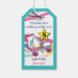 レトロ80のスケートパーティー誕生日ありがとう ギフトタグ