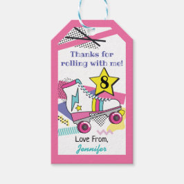 レトロ80のスケートパーティー誕生日ありがとう ギフトタグ