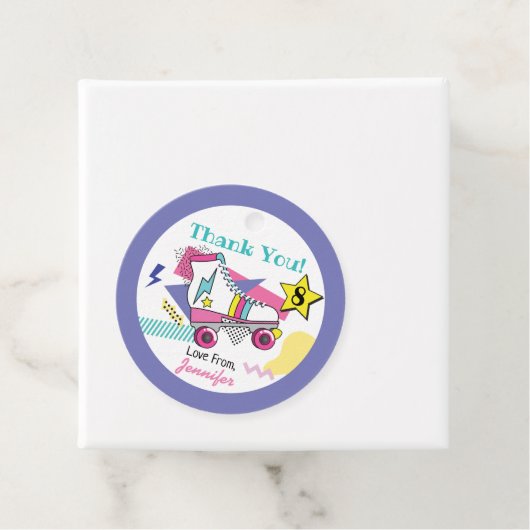 レトロ80のスケートパーティー誕生日ありがとう フェイバータグ (インサイチュ)