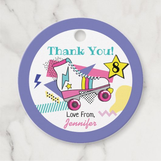 レトロ80のスケートパーティー誕生日ありがとう フェイバータグ (正面)