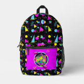 レトロ80のテープカラフル形状 プリントバックパック (正面)