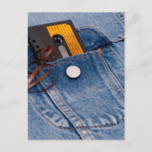 レトロ80のデザイン – オーディオカセットテープ ポストカード (正面)