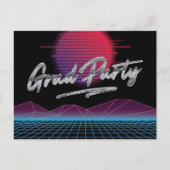 レトロ80のニューウェーブ卒業グラードパーティー招待状 ポストカード (正面)
