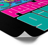 レトロ80のパーティー女素晴らし性カラフル ポスター (角)