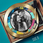 レトロ80のヒップホップフォト金ゴールドレコード結婚アルバム 招待状