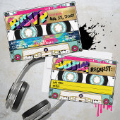 レトロ80のヒップホップ金ゴールドカセットテープウェディングRSVP 出欠カード