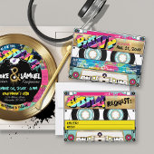 レトロ80のヒップホップ金ゴールドカセットテープウェディングRSVP 出欠カード