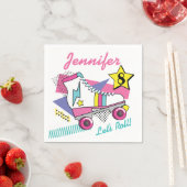 レトロ80のローラスケートパーティー誕生日 スタンダードカクテルナプキン (インサイチュ)