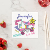 レトロ80のローラスケートパーティー誕生日 スタンダードカクテルナプキン (インサイチュ)