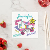 レトロ80のローラスケートパーティー誕生日 スタンダードカクテルナプキン (インサイチュ)