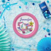 レトロ80のローラスケートパーティー誕生日 ペーパープレート (パーティー)