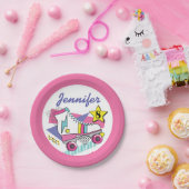 レトロ80のローラスケートパーティー誕生日 ペーパープレート (パーティー)