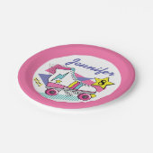 レトロ80のローラスケートパーティー誕生日 ペーパープレート (アングル)