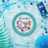 レトロ80のローラスケートパーティー誕生日 ペーパープレート (パーティー)