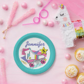 レトロ80のローラスケートパーティー誕生日 ペーパープレート (パーティー)