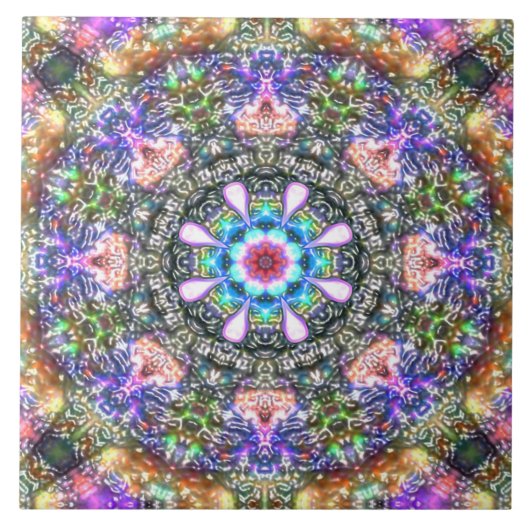 レトロ80のヴィンテージフローラペルかわいらしシャ曼荼羅   タイル (正面)