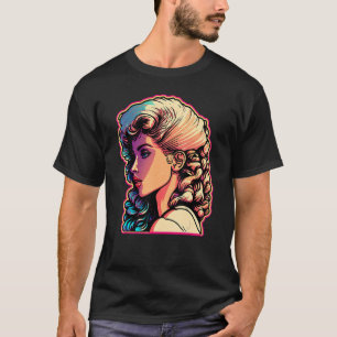 レトロ80の女の子とビッグヘアマッチングパーティーOutfi Tシャツ