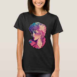 レトロ80の女の子とビッグヘアマッチングパーティーOutfi Tシャツ