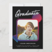 レトロ80の新しいウェーブ卒業写真の発表 招待状 (正面)