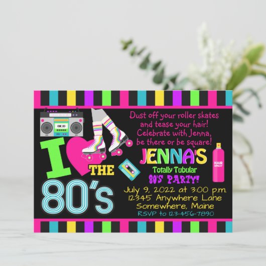 レトロ80の素晴らしバースデーパーティ招待状 招待状 (スタンド正面)