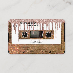 レトロ80の金ゴールドグリッタードリップカセットテープ混合テープ 名刺