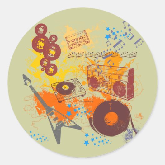 レトロ80の音楽 ラウンドシール (正面)