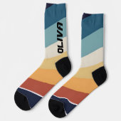 レトロ80ストライプsパーソナライズされた ソックス (左)