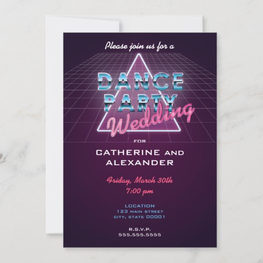 レトロ80ズダンスパーティー結婚式招待状 招待状 (正面)